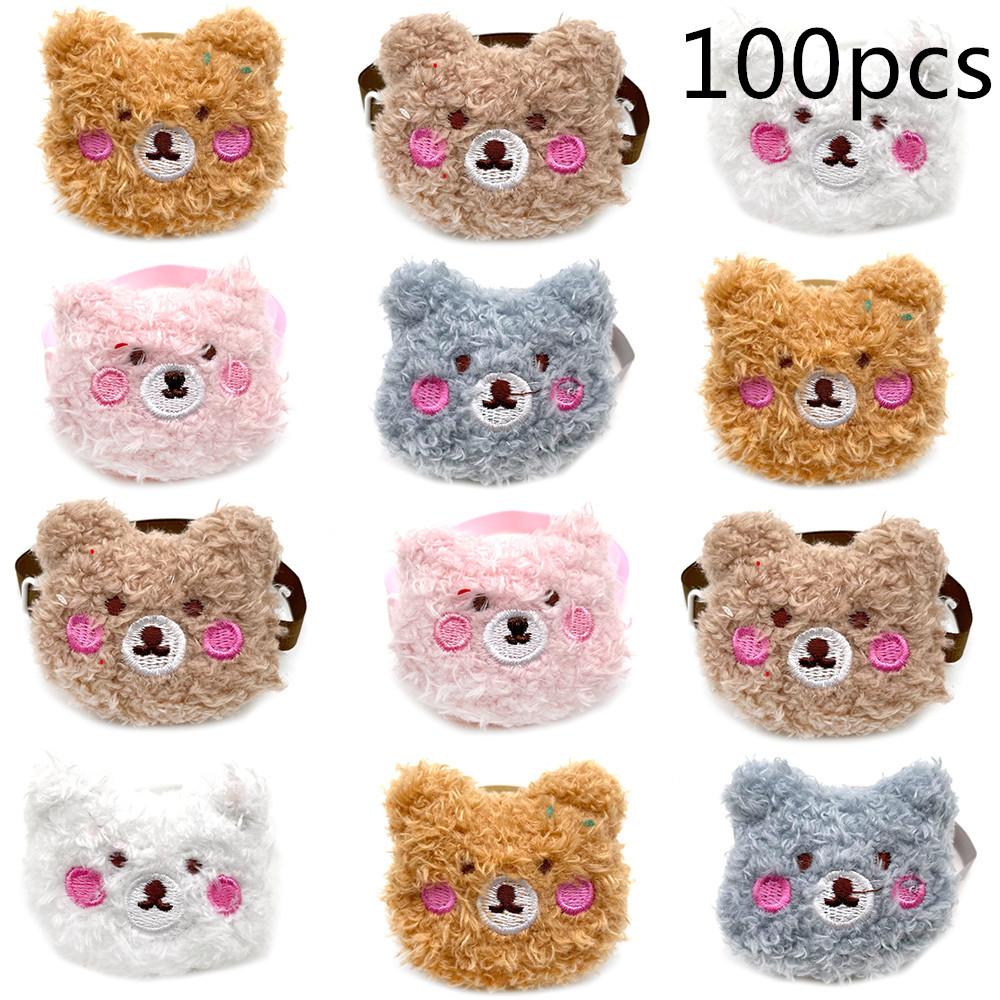 50/100pcs Cute Plush Bear Style Small Dog Puppy Holiday Bow Tie Puppy Dog Accessories Pet Product Dog Neckties for Small Dogs
