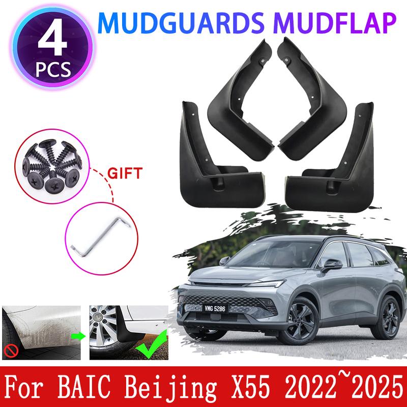 For BAIC Beijing X55 Accessories Tiger Six ~2025 Car Front Rear Wheel Mudguard Mudflap Anti-slip Fender Mud Flap Guard Cover
