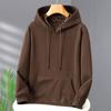 2025 Autumn/Winter Unisex Fleece-Lined Hooded Sweatshirt: Youth Fashion Trend, Solid Color, Versatile, Thickened Design.