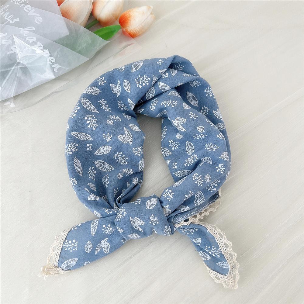 French retro cotton flower small scarf headband women's pure cotton thin bag head small scarf decorative square scarf headscarf