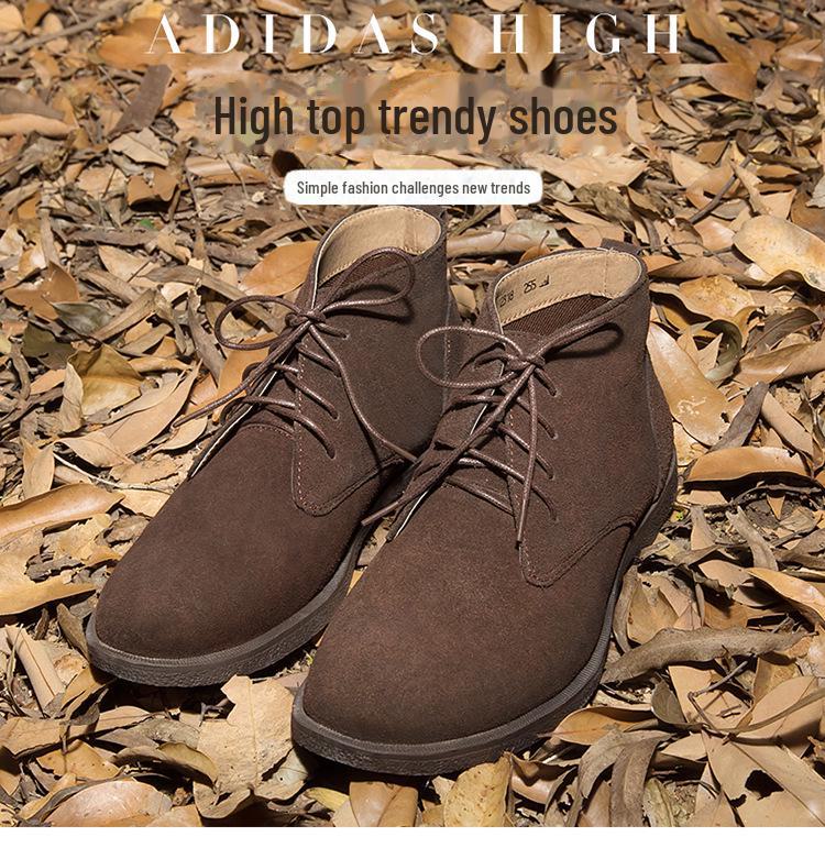Men's Frosted Leather Mid-Top Winter Desert Boots In British Style