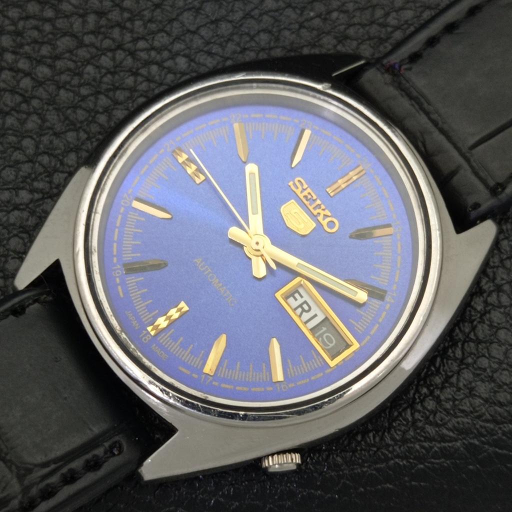VINTAGE SEIKO 5 AUTOMATIC 6119C JAPAN MENS BLUE COLOR DIAL WATCH A500076-2 R151a-a500076