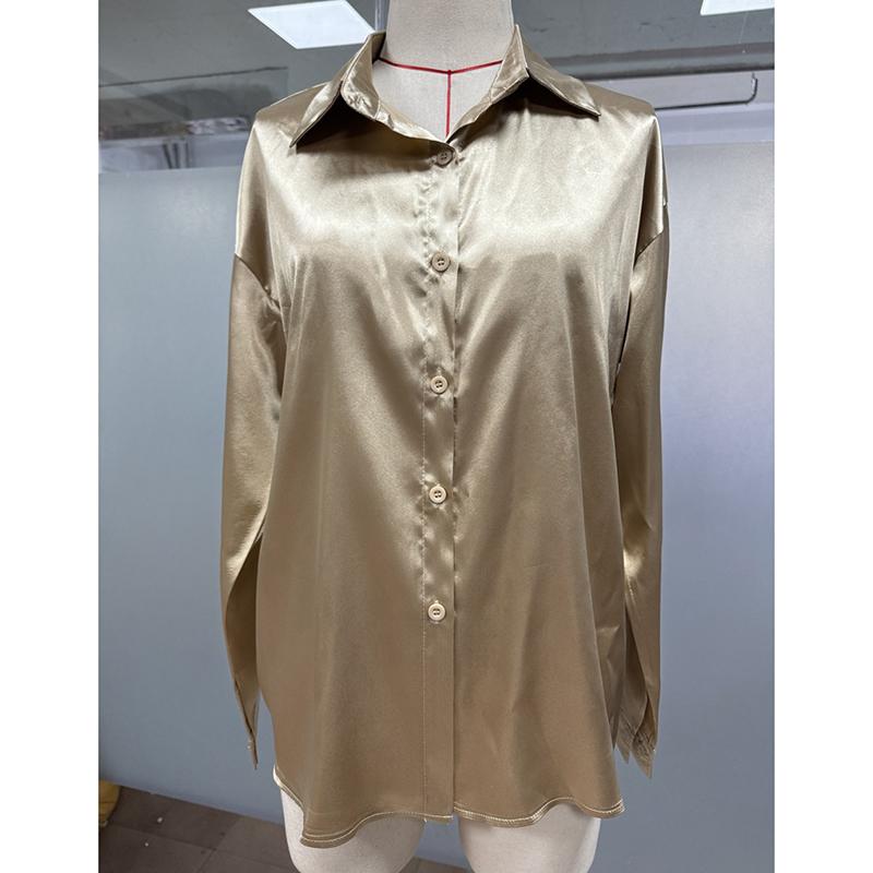 Fashion Long Sleeve Casual Loose Shirts for Women Spring and Summer New Office Ladies Blouses Tops Button Up Lapel Solid Simple Slim Woman Shirt 26257