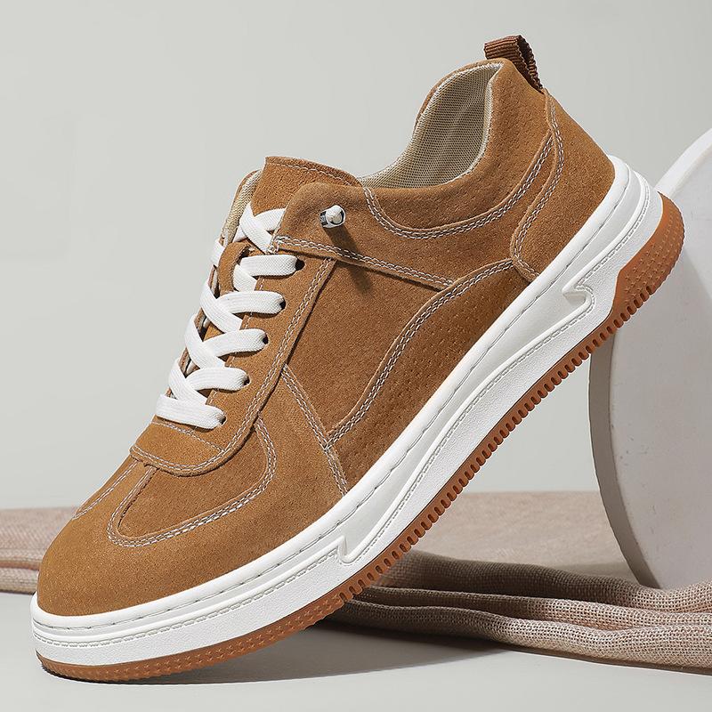 Spring Men's Shoes New Retro Board Shoes Men's Shoes Genuine Leather Sports and Leisure White Background Versatile Color Matching Men's Leather Shoes