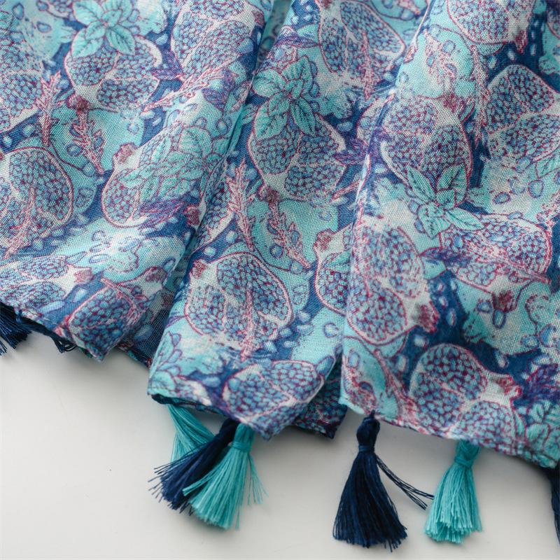 Designer Damen Schal Klassischer Druck Damen Schals Baumwollgefühl Weich Übergröße Hijabs Hals Kopftuch Quaste Foulard