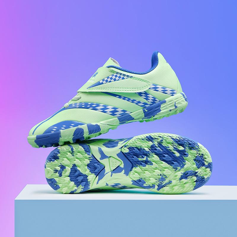 New Velcro + Lace-Up Children's Football Shoes Broken Nails Male and Female Students Primary School Students Competition Training Sports