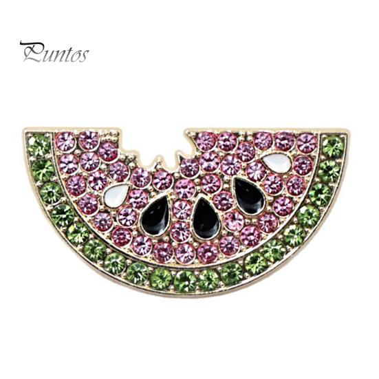 Watermelon Slice Brooch 1/2Pcs Rhinestone Brooch, Sparkling Fruit Lapel Pin, Sweater Shape Cardigan Coat Suits Accessories, Jewelry Gift for Women Pin