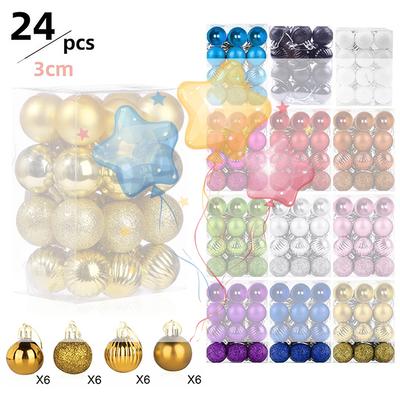 24 Stück 3cm Weihnachtskugeln Set Weihnachtsbaum Hängeanhänger Weihnachtsdekoration Heimparty Hängender Schmuck Neujahrsdekoration