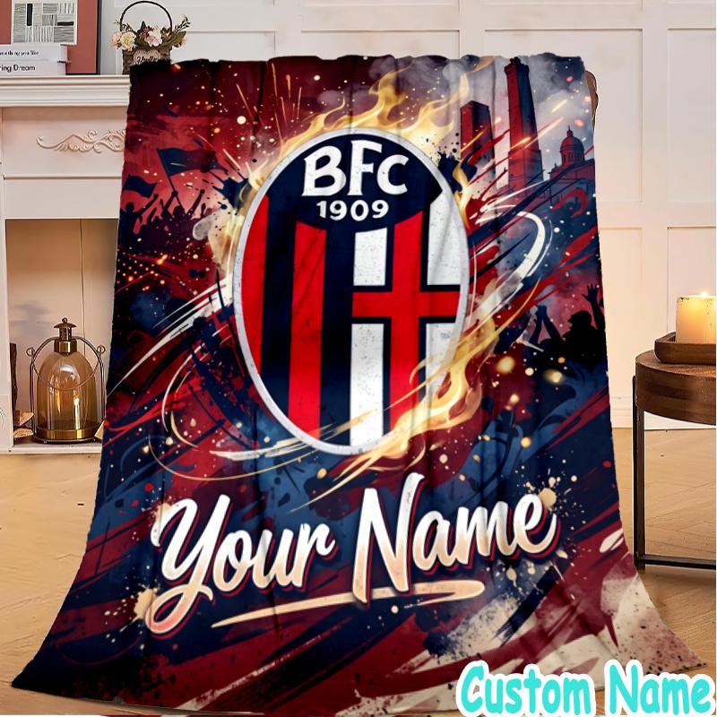 Custom Name Milan Logo Flannel Blanket Seasonal Universal Blanket For Indoor/outdoor, Perfect For Bedroom Sofa birthday gifts