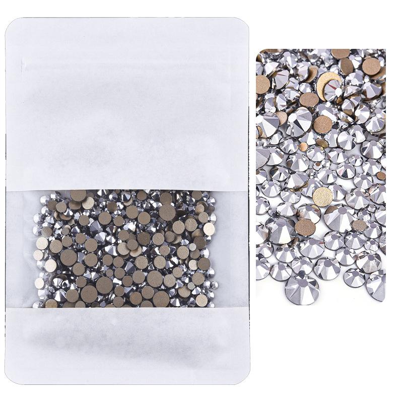 Mixed Size Manicure Gold Bottom Flat Bottom Drill, Glass Eight Large And Eight Small Nail Drill, Jewelry Mixed Size Super Flash Rhinestone