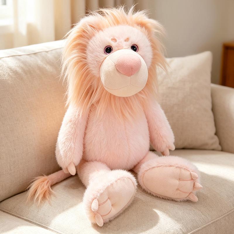 40/50cm Stuffed Lion Plush Toy Soft Yellow Pink Female Male Cartoon Animal Huggable Plushie Companion Gift