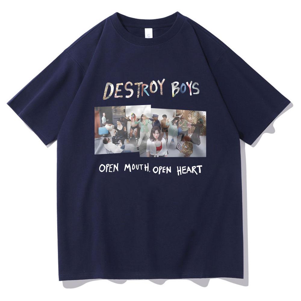 Best Famous Destroy Boys Open Mouth Open Heart Album Graphic Tshirts Men Women Cotton Casual Oversized Short Sleeve T Shirts
