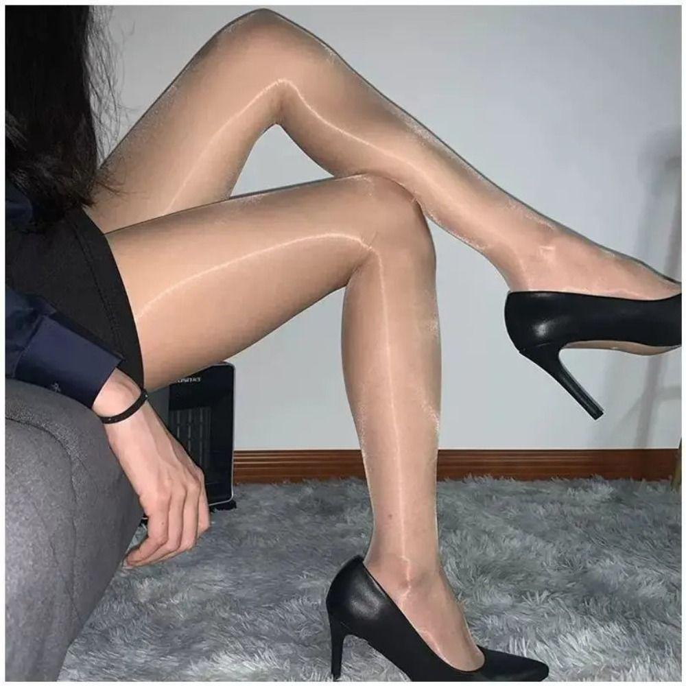 High Waist Shimmer Tights 360°Seamless Crotch Shaping  Silk Stockings Sheer Pantyhose  Girls