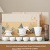 Mutton Fat Jade White Porcelain Tea Set with Ink Landscape
