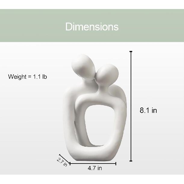 Abstract Couple Statue, Minimalist Couples Bedroom Decor, White Hugging Lovers Sculptures Modern Home Office Decor Accents for Nightstand & Dresser,
