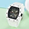 Precision Quartz Watch Barrel Watch Black Warrior Fashion Pointer Non-Mechanical Hollowing Transparent Bottom Hollow Luminous Waterproof Quartz