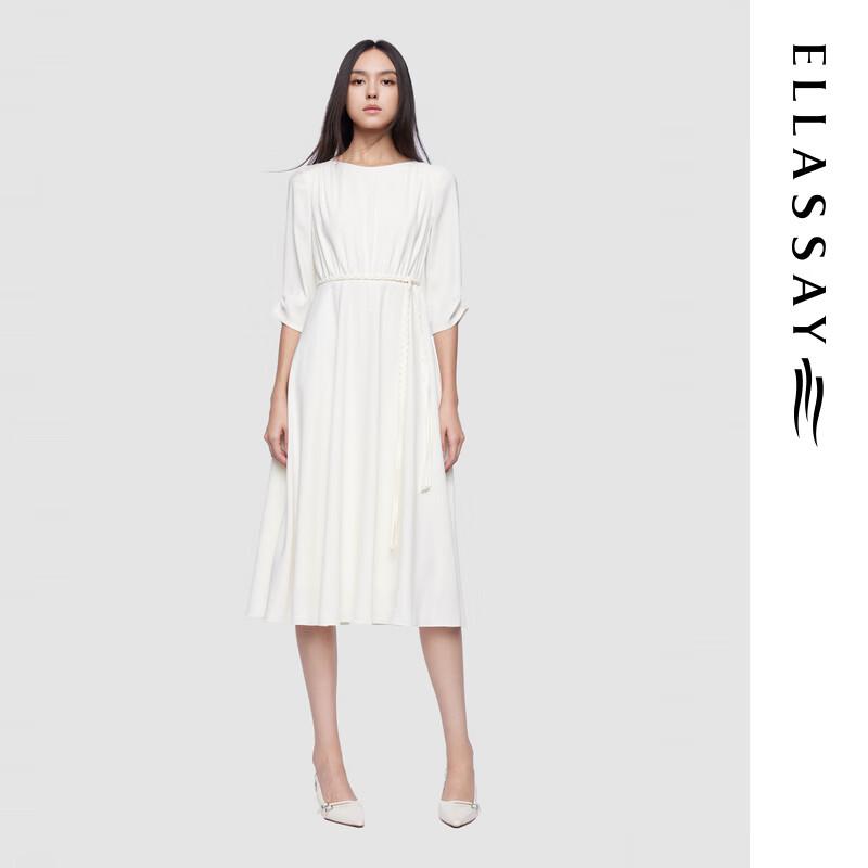 

ELLASSAY Old Money Acetate Cinch-Waist Midi Dress L