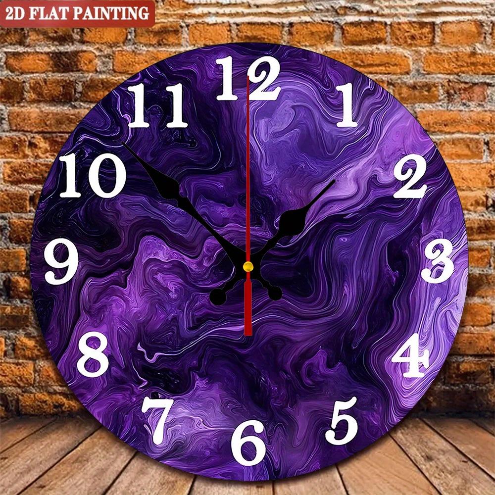 Purple Swirl Wall Clock. Silent modern decor for home or office.