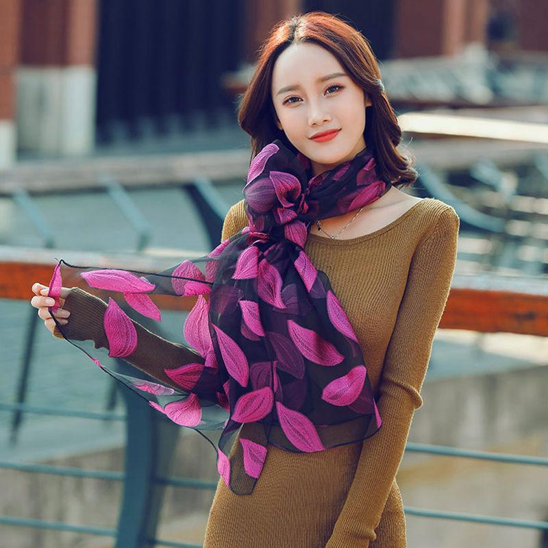 Silk Scarf Women Spring Autunm Scarf Women's Long Shawl Autumn and Winter Echarpe High-quality Lady Elegant Hijab Wraps
