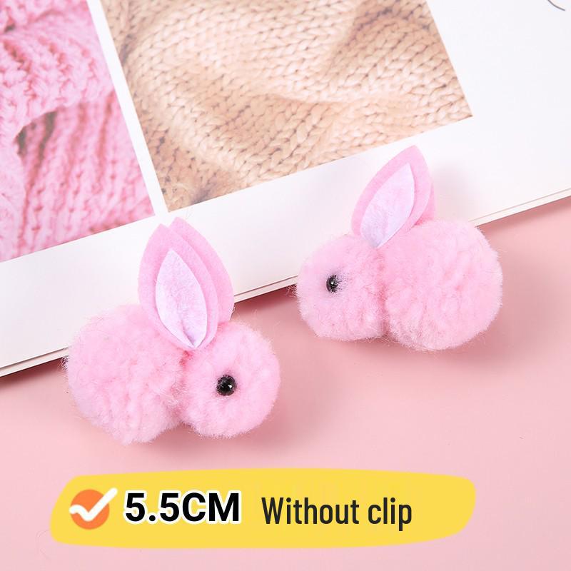 Furry Ball Plush Rabbit DIY Lantern Accessories - Cute Cartoon Hair Clip with Icelandic Wool for Kids, Mid-Autumn Festival.