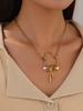 Paperclip Charm Necklace for Women, Gold Chunky Charm Necklaces Starfish Seashell Jewelry Charms Boho Gift Minimalism Metallic Style