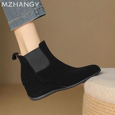 Wedges Women Ankle Boots Suede Designer Shoes Woman 2025 Trend Snow Boots Fashion Walking Winter New Goth Mujer Chelsea Boots