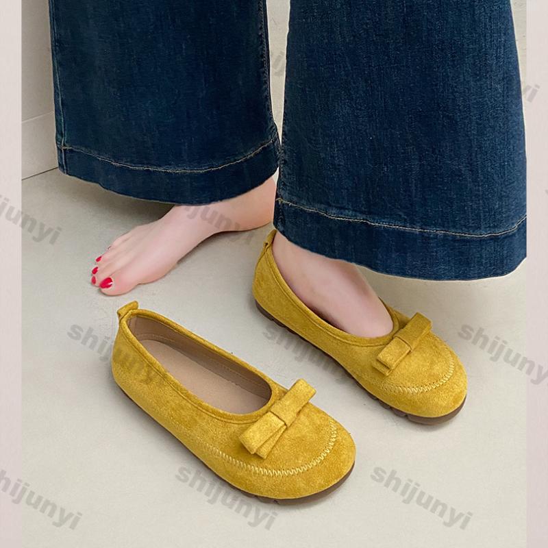 Fashion Women Shoes 2025 New Vintage Bow-knot Round Toe Women's Ballet Shoes Fashion Comfortable Non Slip Soft Sole Casual Flat Shoess