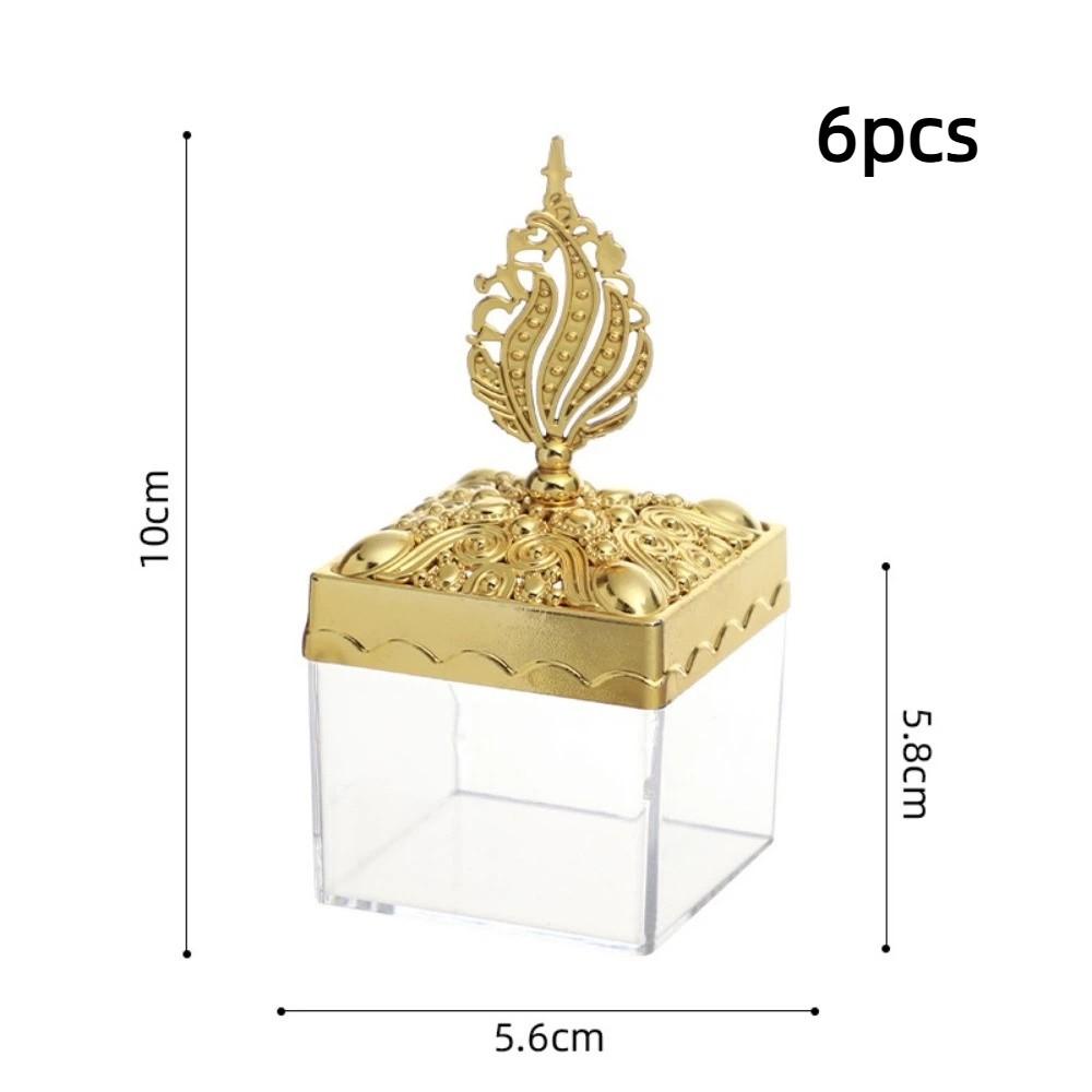 6pcs Golden Storage Containers Plastic Small Cases Unique Candy Box  Wedding Ceremony