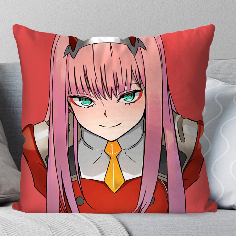 Zero Two Animation DARLING In The FRANXX Kissenbezug Quadratisches Kissen Schlafzimmer Sofa Freizeit Komfort Auto Wohnzimmer Heimdekoration 40X40