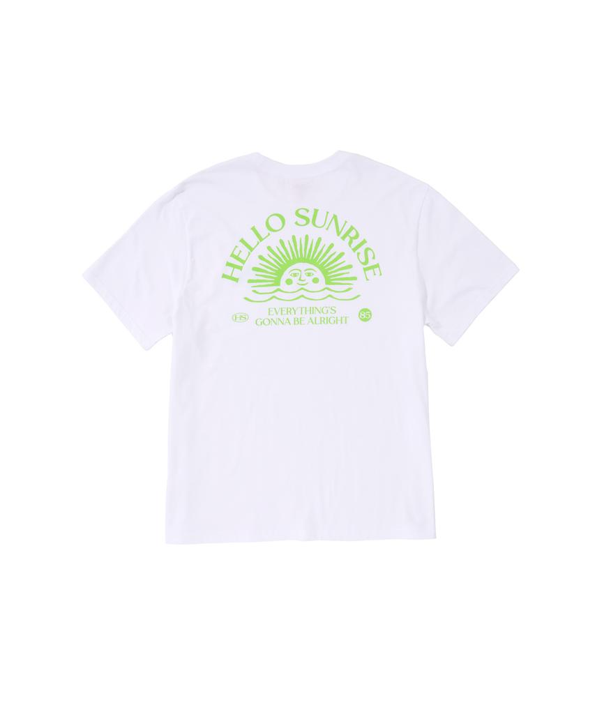 HELLO SUNRISE Mini Og Logo Tee_White & Lime