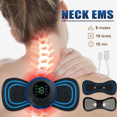 Mini Massaggiatore Elettrico EMS per Collo Sollievo Dolore Muscolare Cervicale e Dorsale Patch Stimolatore Massaggiatore Tappetino Portatile Adesivi in Gel
