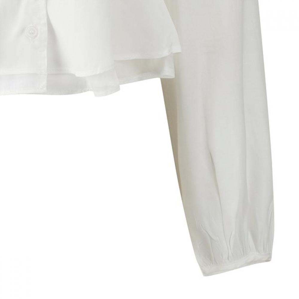 Ribbon Neck Square Double Ruffle Blouse  Gq1sh009f 