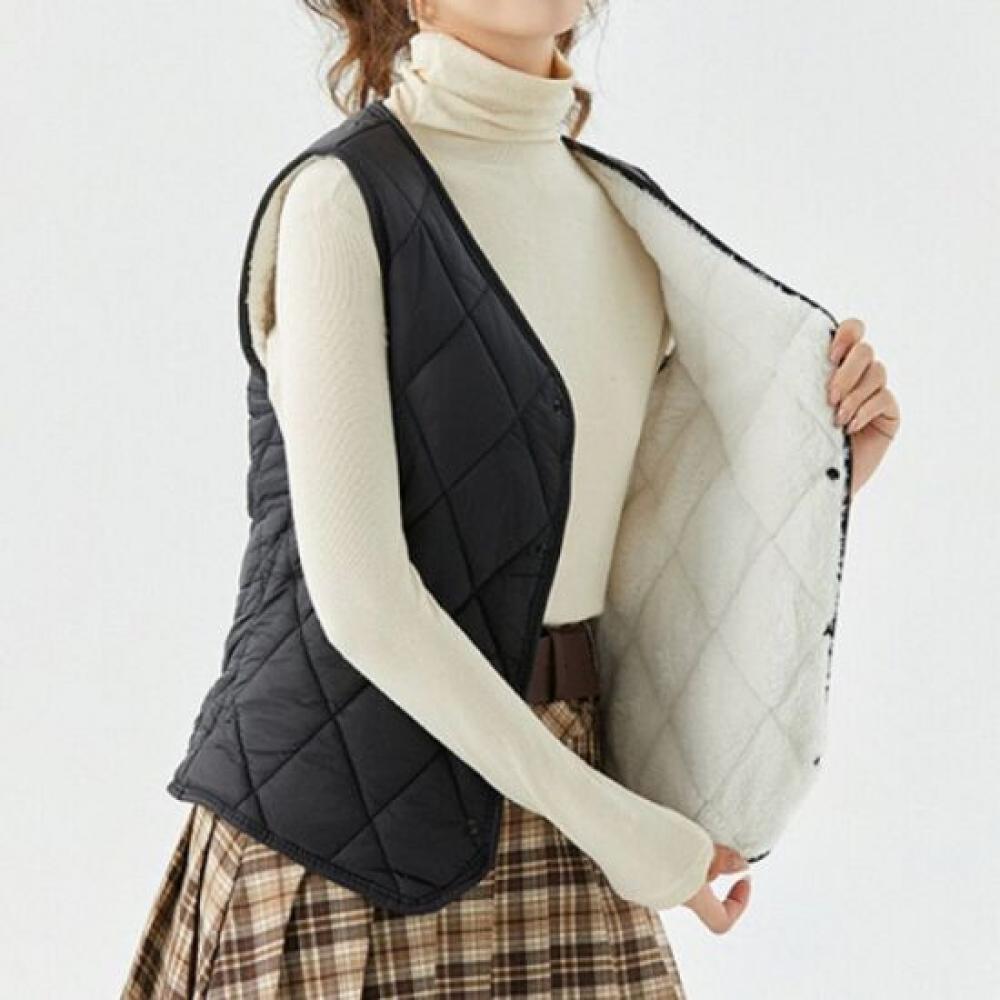 NaVaVa Fleece Lined V Neck Quilted Vest Nc464