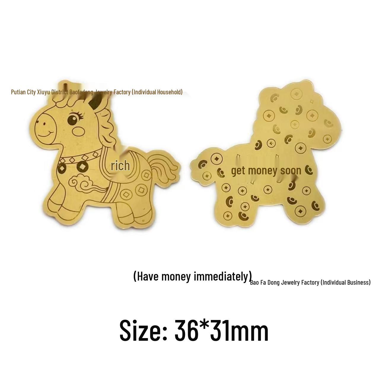 Year of the Horse Gold Foil Money Attraction Phone Sticker for Wealth and Prosperity
