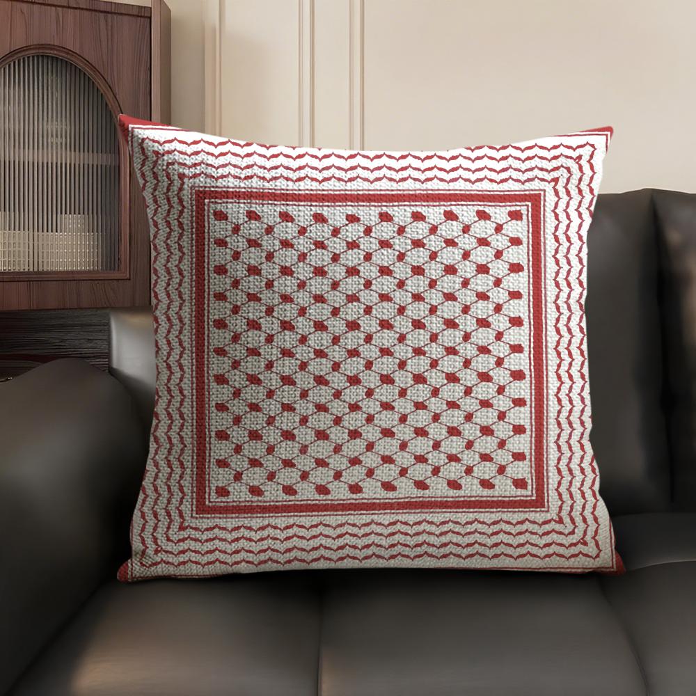 Arabische Keffiyeh Traditionelle Kissenhülle Naturleinen Bio-Stoff Zweiseitiger Druck Sofa Heimdekoration Geschenk Kissenbezug