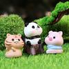 Yousheng Tiny Resin Animals Figurine Mini Tiger Cat Bunny Cow Miniature Statue for Dollhouse Fairy Garden Terrariums Plant Pot Ornaments Cake Topper