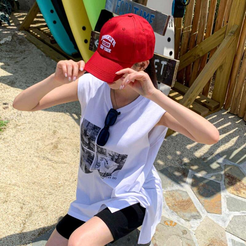 Women s Casual Embroidered Cotton Ball Cap Street Baseball Cap Red