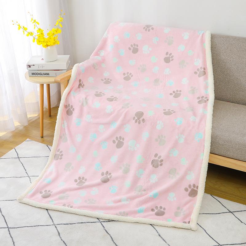 Flannel Sherpa Thickened Double-Layer Pet Blanket and Dog Bed Mat