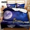 Leopard Bed Cover Collection Fierce Cheetah Bed Cover Collection Moon Viewing Wild Animal Printed Full Size Queen Size King Dimension Size Polyester