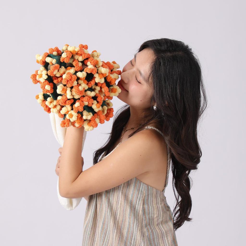 Hand-knitted Rose Bouquet Flower Blanket for Office Naps