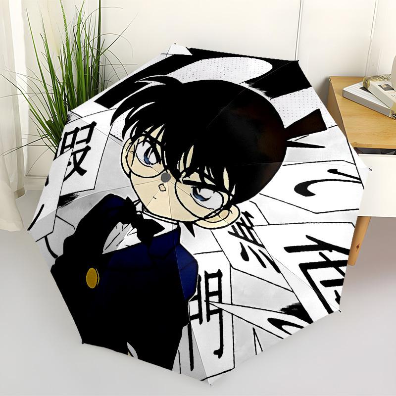 1pc Detective Conan Automatic Folding Umbrella - Compact 8-Rib Design, Durable Plastic & Iron, Lightweight for Outdoor Daily Use, a0929144