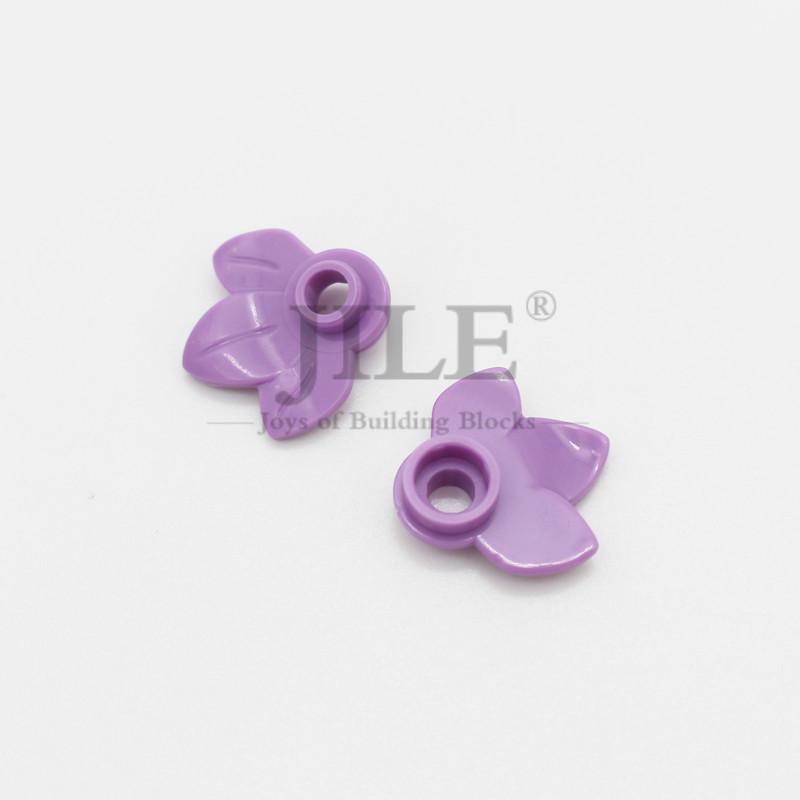 50pcs Moc Plant Plate Round 1x1 with 3 Leaves 32607 DIY Enlighten Building Blocks Bricks Compatible Assembles Parts Street View
