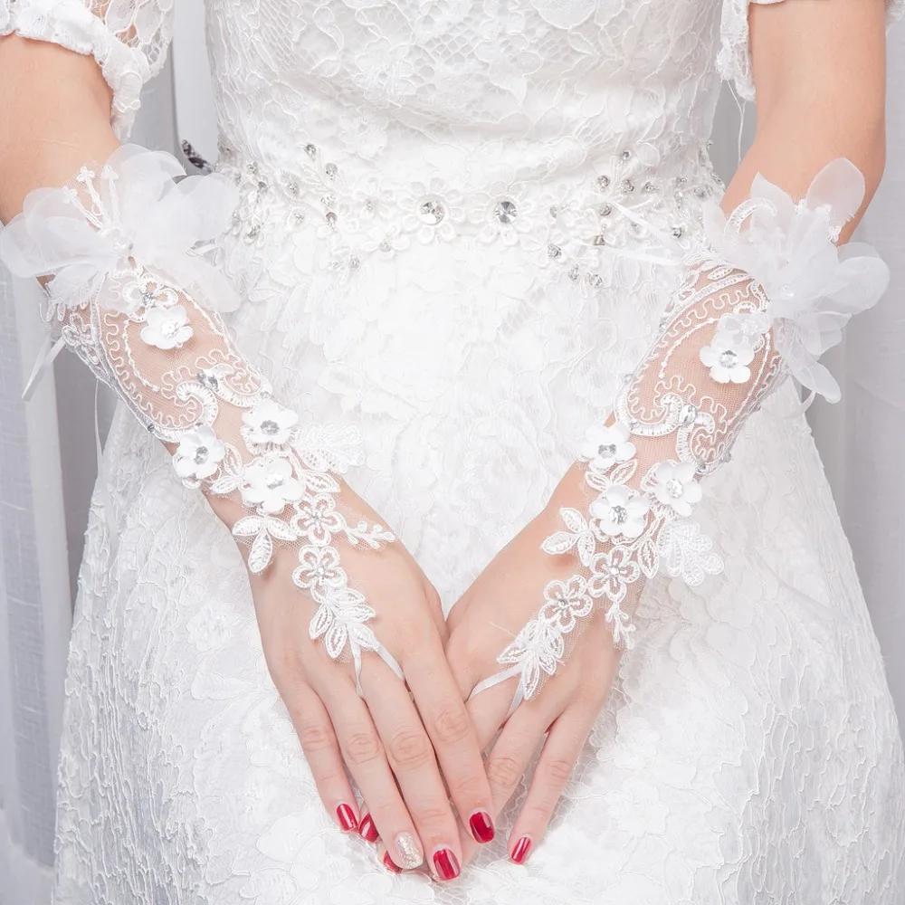 1 Pair New Flower Finger Hook Bridal Wedding Dress Gloves Classic Elegant Texture Bride Gloves Lace Lace Gloves Bridal Party