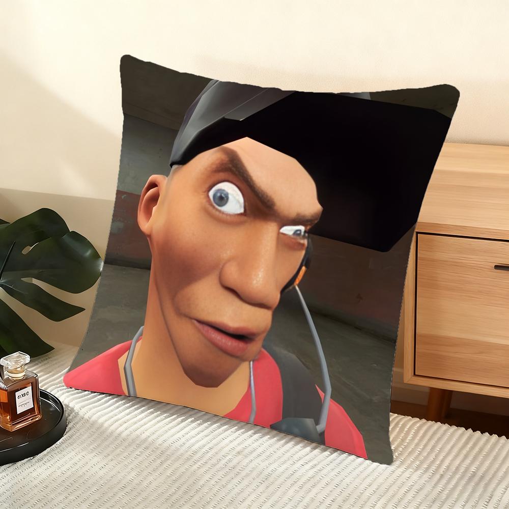 T-Team F-Fortress 2 Cushion Cover Soft Short Plush Pillow Cover Smooth Cozy Texture Aesthetic Cushion Case Home Decor