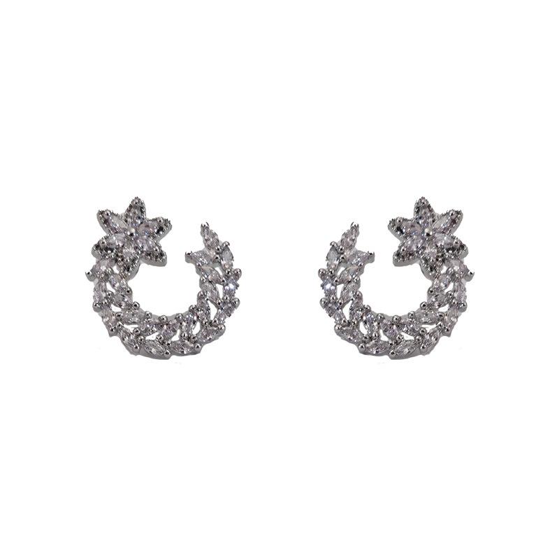 Blatt Blume Ohrstecker Koreanische Version Einfache Leicht Eingelegte Leichter Luxus Design Sinn Nischen-Ohrringe Mond Fünfzackiger Stern Ohrstecker Frauen