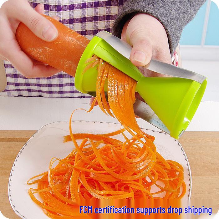 Креативный кухонный инструмент 7-в-1 для овощей: Нарезка соломкой, Спирализатор, Воронкообразная очистка, Роторная терка, Терка. зелёный