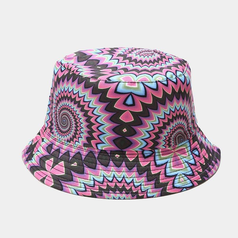 European and American spring new beach vacation leisure basin hat trendy men and women rainbow double-sided bucket hat sunscreen visor