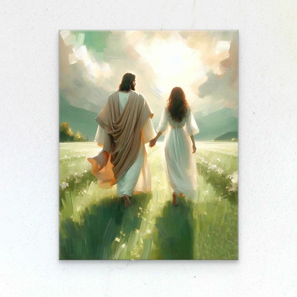 Jesus Christ Canvas Postres Christian Jesus Portrait Wall Art Print Poster I Will Walk with Christ Bible Verse Gift Poster