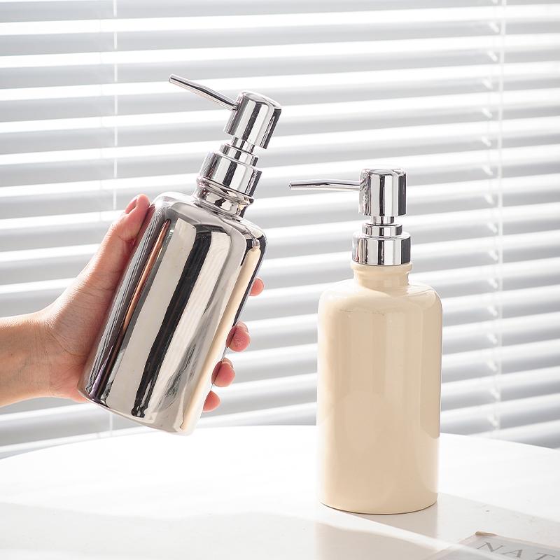 Modern Cylindrical Press Soap Dispenser Bathroom Shampoo Shower Dispensing Bottle Ceramic Soap Dispenser Bathroom Accessories