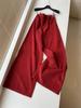 Chic Red Angora Ribbed Wide-Leg Pants with Superior Fabric